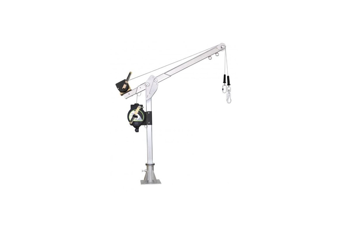 KIT - Brazo de anclaje con rescatador, torno manual y base a suelo